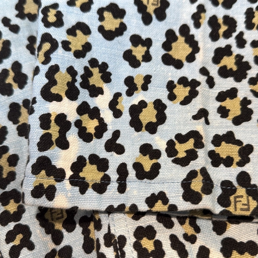 Fendi Vintage Leopard Print Pants Blue/Black/Gold Women’s - Picture 9 of 15